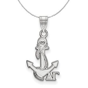 Sterling Silver Delta Gamma Small Pendant Necklace - 24 Inch